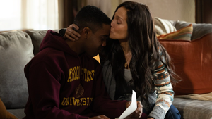 Jhaerel Jerome and Jennifer Lopez in "Unstoppable" (MGM/Amazon)
